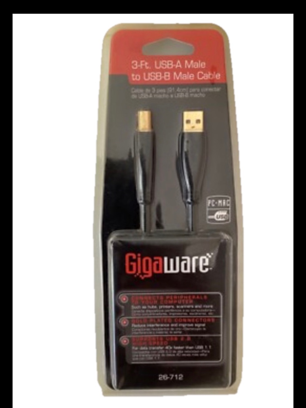GIGAWARE MICRO USB 3.0 CABLE for PC MAC USB 3 ft 2602583 New